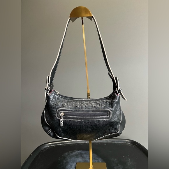 Maxx New York Black Leather Shoulder Bag Y2K style - Picture 2 of 6